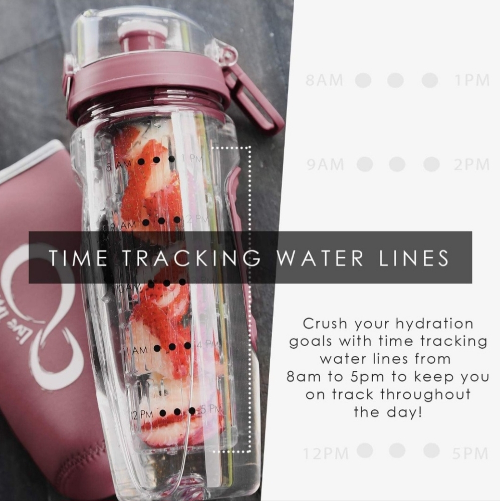Live Infinitely 32oz Infuser Water Bottle With Sleeve/Bundle - Both - Picture 8 of 13